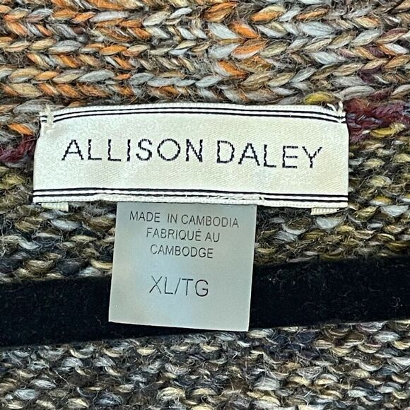 ALLISON DALEY Sweater Women's XL Multicolored Knit Striped Button Down Cardigan - Picture 4 of 11